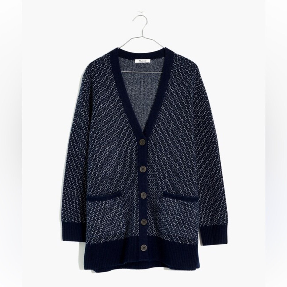 Madewell Bird's Eye Maysfield Cardigan Sweater XS